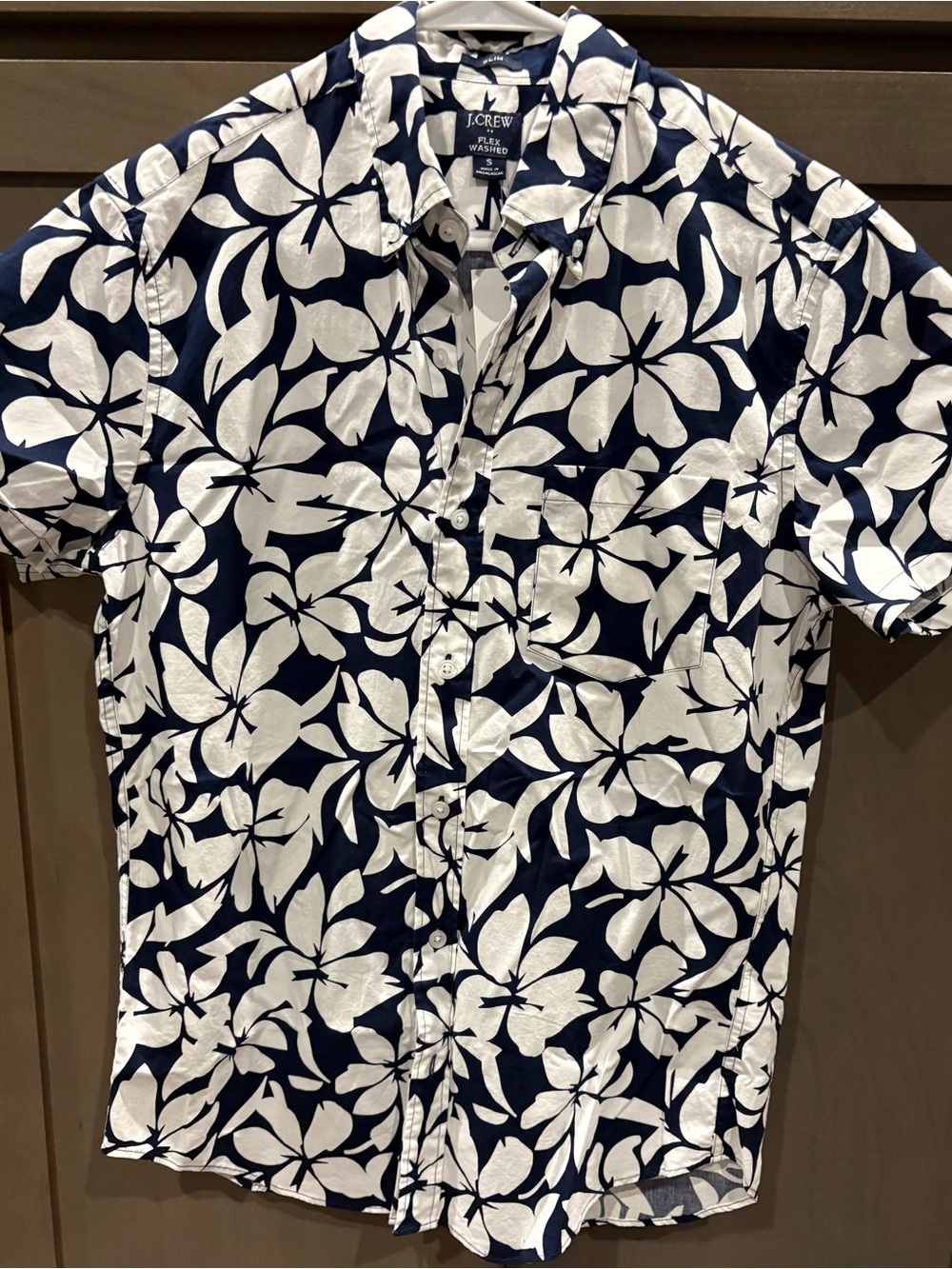 J. Crew Navy and White Floral Button-Down Shirt, Sz Small, NWT